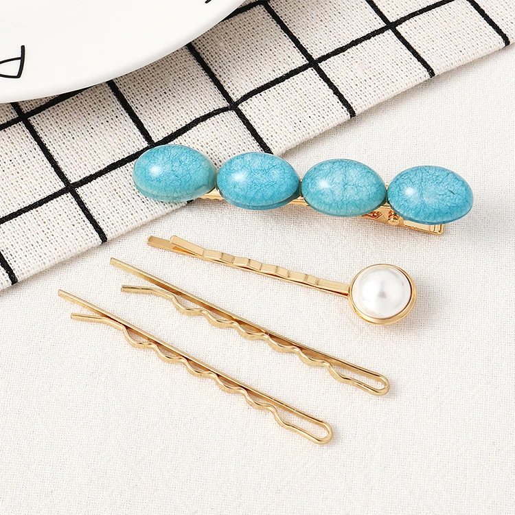 4Pcs/Set Fashion Pearl Hair Clip For Women Girls Elegant Beauty tiara Barrette Stick hair pins ornaments 138243 | Украшения и