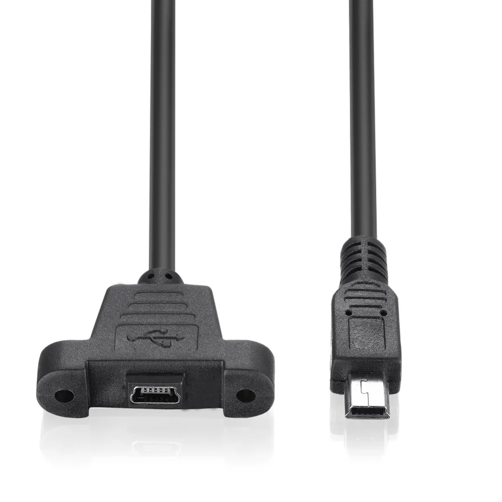 Bochara Mini 5P Extension Cable Male to Female M/F Foil+Braided Shielded  With Screw Panel Mount 30cm 50cm