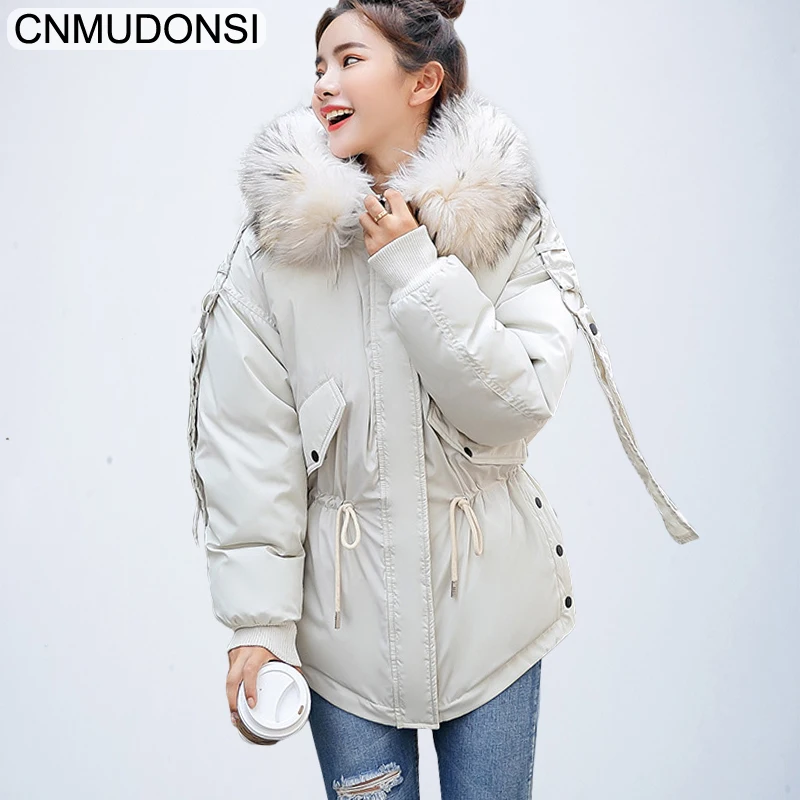 2018 New Fashion Big Fur Coat Winter Jacket Women Hooded