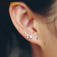 Стерлинговое Серебро 925 пробы, прозрачные сверкающие CZ изысканные штабелируемые серьги-гвоздики в виде звезды для женщин, модные изящные ювелирные изделия, свадебный подарок