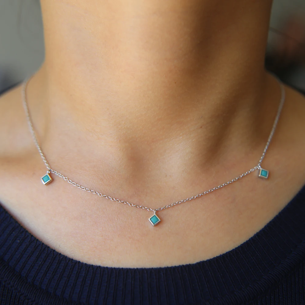 Женское ожерелье из серебра 2020 пробы с квадратными бусинами 3 мм|choker necklace|maxi