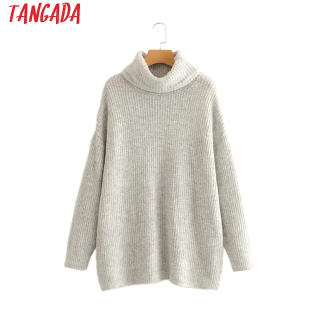 US $18.79 Tangada women jumpers turtleneck sweaters oversize winter fashion 2019 long sweater coat batwing sl