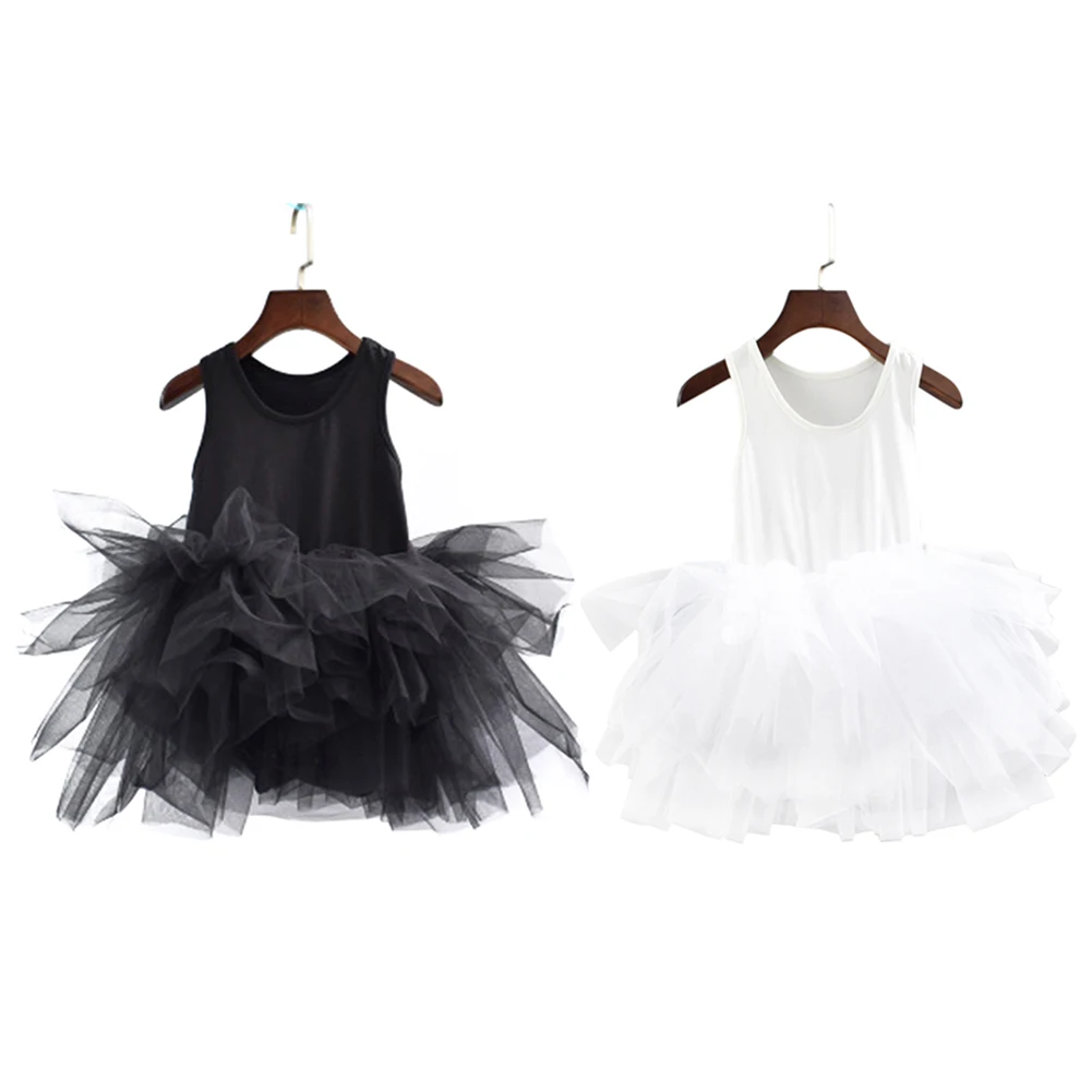 

2019 Summer Kids Dress Mesh Sleeveless Ball Gown Girls Dress Lace Ballet Dress Kids Tulle Tutu Vest Dress