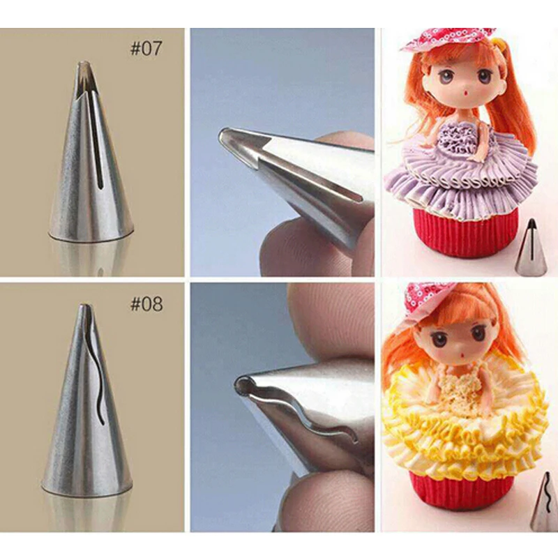 Pastry Tips Set 5PCS/SET Bobbi Dress Decorating Nozzle Metal Cake Cream Butter Icing Pipping Nozzles Tools Russian Style | Дом и сад