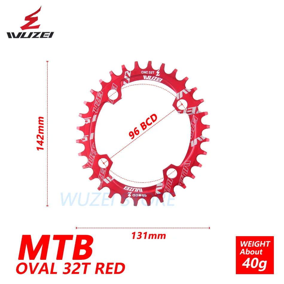 WUZEI BCD 96 мм круглая/Овальная велосипедная Звездочка MTB горная цепь колеса для Shimano ALIVIO M4000 M4050 M672 M782 GX Кривошип - Цвет: Oval Red 32T