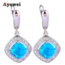 Blue Zirconia Earrings for Women Silver Stamped Health and Beautiful Fashion Jewelry Dangle Earrings JE1016A