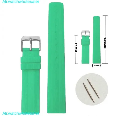 20mm Blue Zircon Color Silicone Jelly Rubber Unisex Watch Band Strap WB1071D20JB