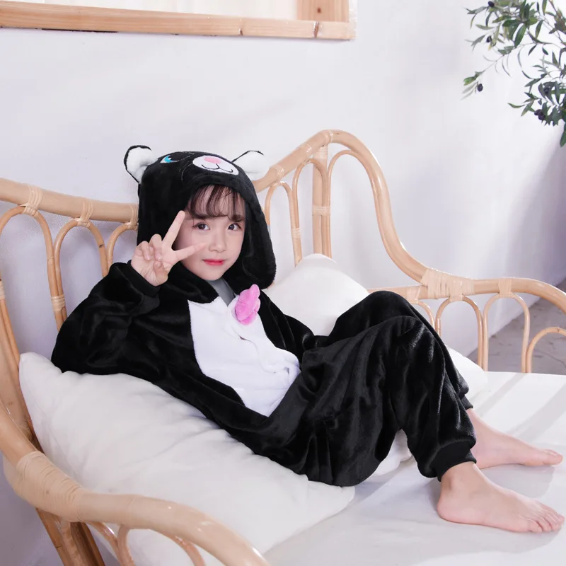 SAILEROAD Girls Pajamas Children Cute Cat Onesies Pijamas Kids Animals Pyjamas Child Flannel Kigurumi Pajamas Boys Sleepwear Set