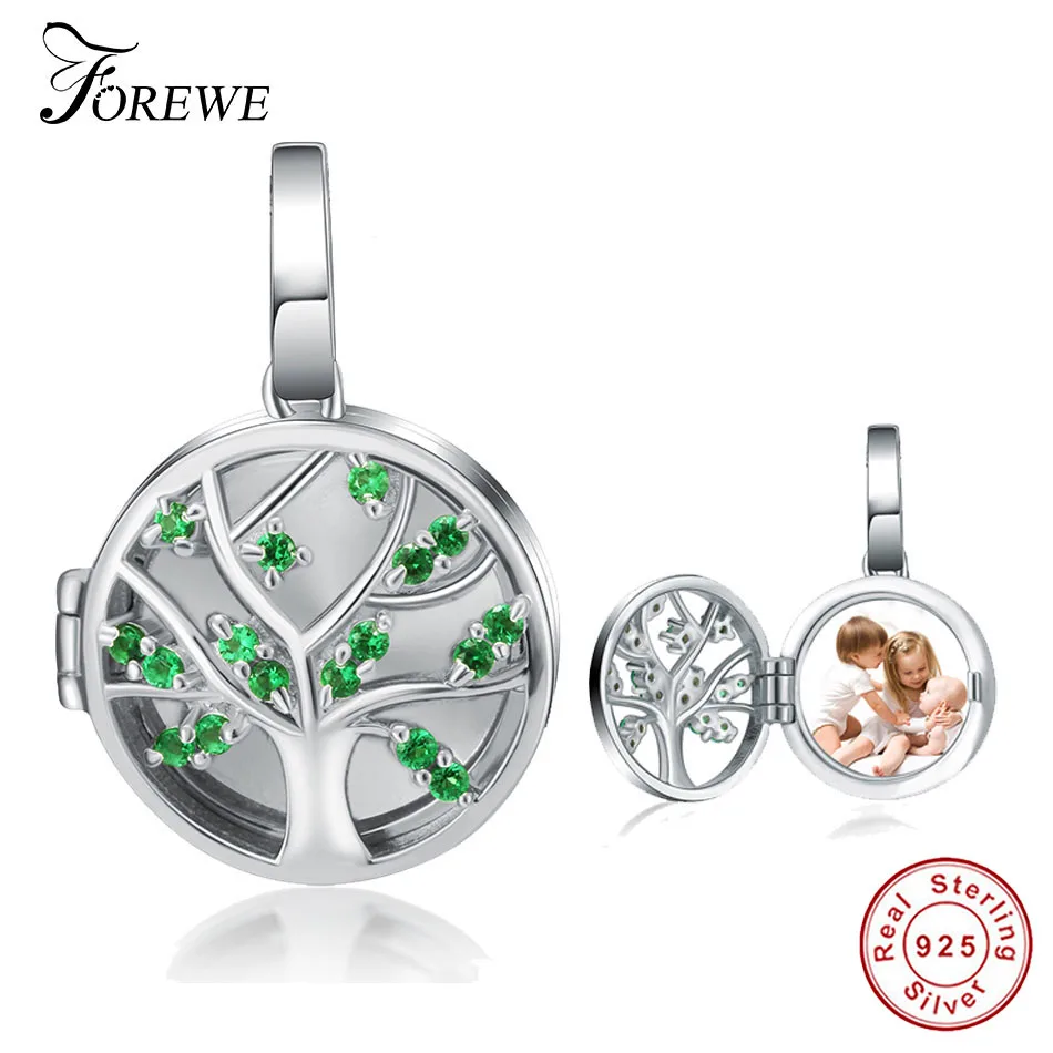

Forewe Custom Photo Family Tree Crystal Pendant Necklace 925 Sterling Silver Chain Necklace for Women Fashion Jewelry