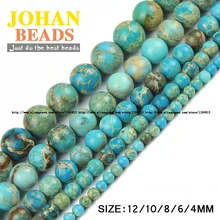 Blue Imperial pine turquoise beads Natural Stone Top quality ore Round Loose ball 4/6/8/10/12MM Jewelry bracelet accessories DIY