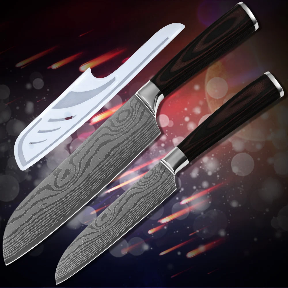 Global Sale Japanese Style Knife 7 5 Santoku Knife Double Steel Head Pattern Blade Stainless Steel