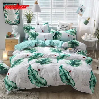 

Sisher Plant Printing Duvet Cover set King Size cotton with Pillowcase Quilt Covers sets Single Double Queen Bedclothes for kids