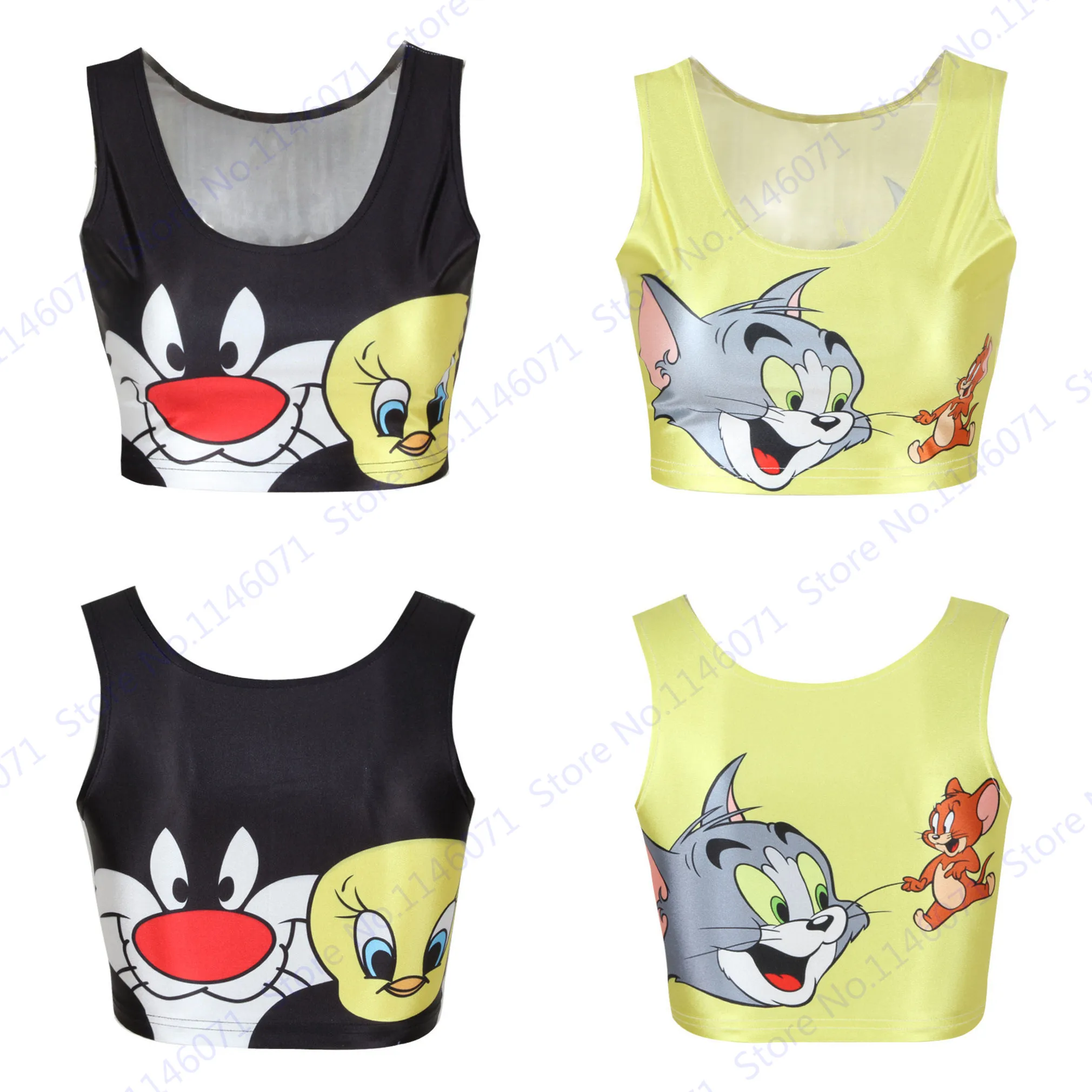 KAWAII Bustier Crop Top Kartun Sylvester Tweety Bird Olahraga