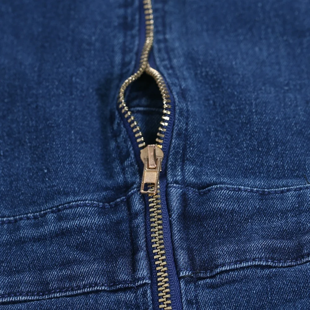 Women's Fashion High Quality Deep V-neck High Waist Zipper Up Halter Sexy Blue Denim Skinny Jumpsuit Overalls Bandage Jumpsuit Women's Fashion High Quality Deep V-neck High Waist Zipper Up Halter Sexy Blue Denim Skinny Jumpsuit Overalls Bandage Jumpsuit