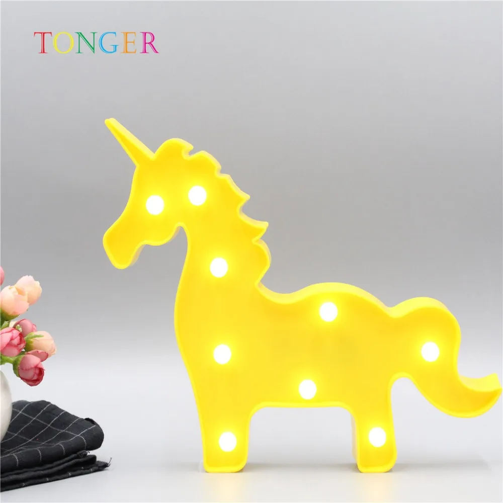 TONGER LED night light battery LOVE decorative letters holiday rainbow cute fruit unicorn lamp table atmosphere | Лампы и освещение