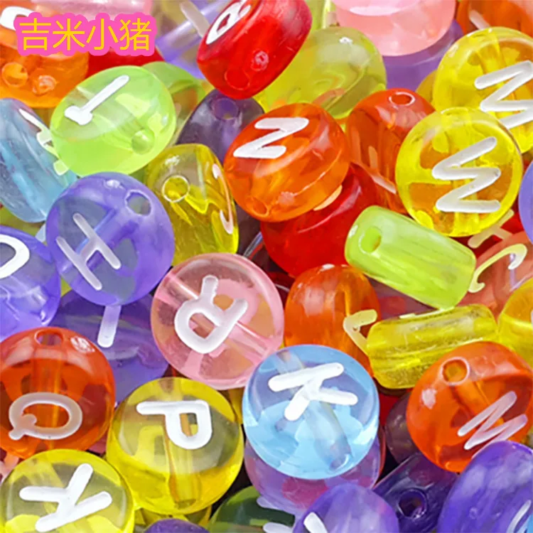 100 pièces 4*7mm ronde Alphabet/lettre perles jouet pour enfants fille cadeaux bijoux faisant perle noire lettre colorée bricolage Bracelet 2019