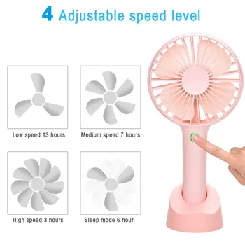 

Rechargeable Handheld Mini Fan 3-Speed Desktop Cooler Portable with Stand Base USB Port Handy Air Cooling Mini Fan For Smart