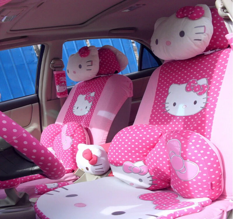 10pcs Car Covers Cartoon Hello Kitty Car Seat Cover Set