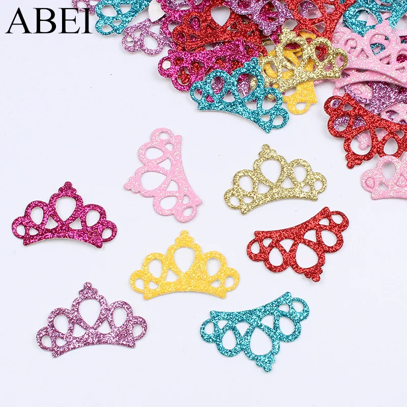 

50pcs/lot Glitter Crown Patch DIY Cute Patches Handmade Sewing Garments Clothes Material Cute small Patches Handmade Craft