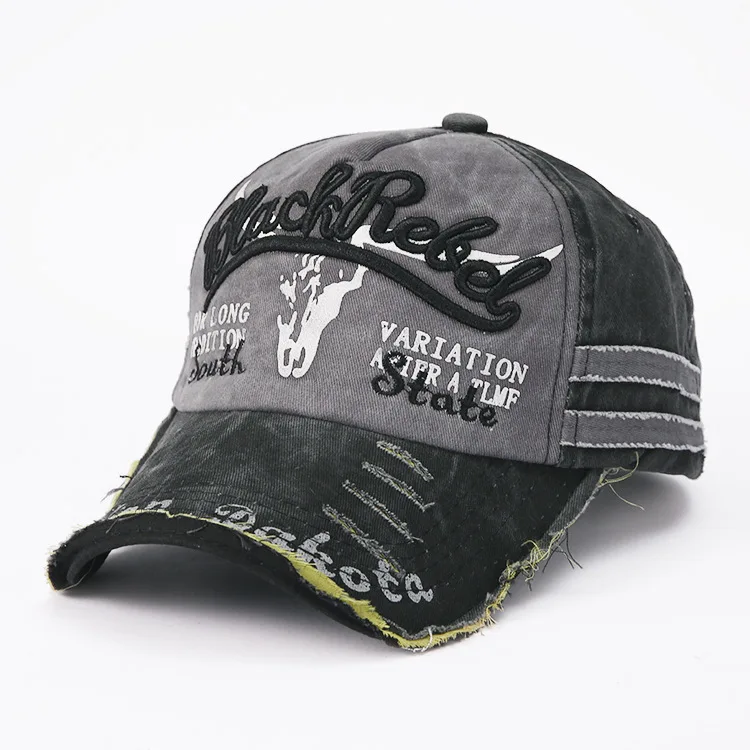 

Spring Letter Embroidery Old Bull Head Baseball Cap Snapback Hat Summer Men's Ms. Sports Sun Hat Motorcycle Washed Cap A09