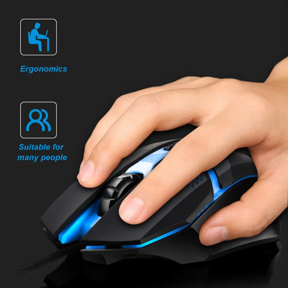 K2 800/1200/1600DPI Регулируемая Проводная игровая мышь светодиодный USB оптическая