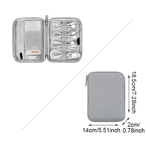 Портативный дорожный кабель гаджет аксессуары электронный цифровой USB зарядное устройство провода наушники Органайзер чехол для путешествий на молнии чехол для хранения - Цвет: Gray S