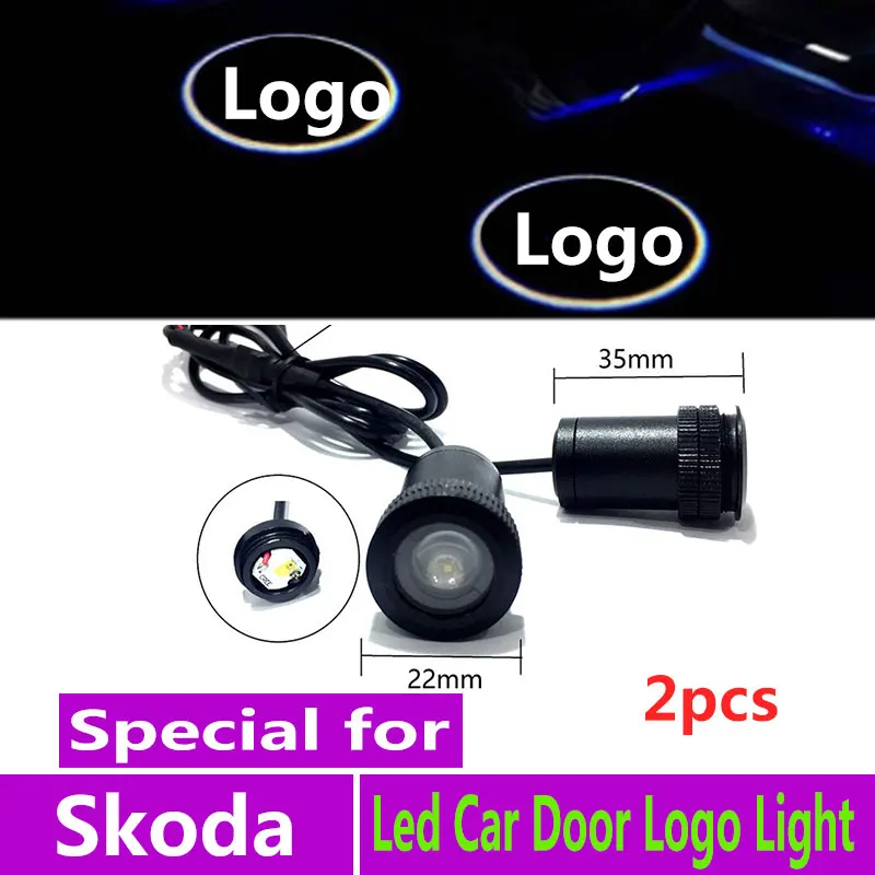2 шт. светодиодный светильник для двери автомобиля, светильник для проектора Skoda Octavia Kodiaq Karoq Superb Rapid Combi A7 Yeti, аксессуары для проектора
