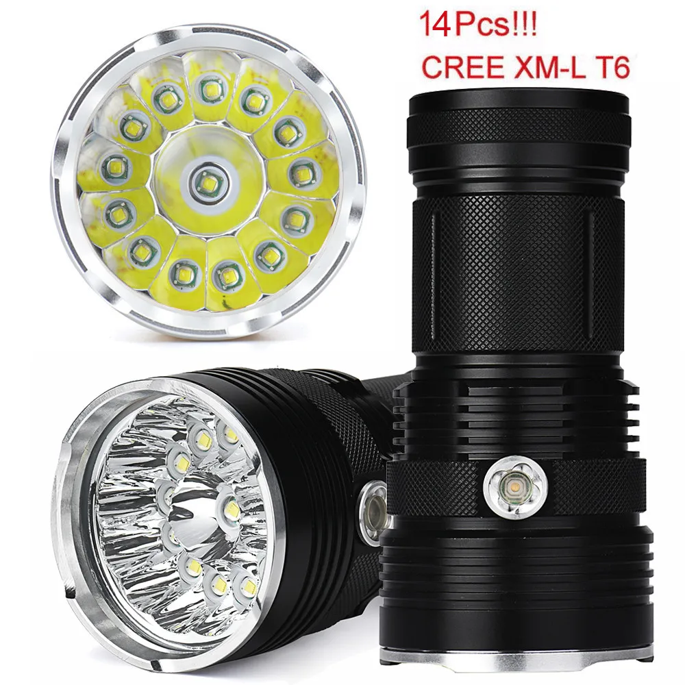 

Super Bright 14x CREE XM-L T6 LED Flashlight Torch 4x 18650 Hunting Light Lamp
