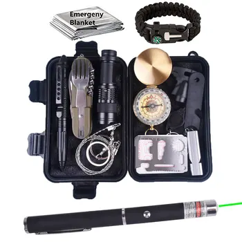13 in 1 survival kit Set Outdoor Camping Travel Multifunction First aid SOS EDC Emergency Supplies Tactical for Wilderness laser wilderness first aid equipment case