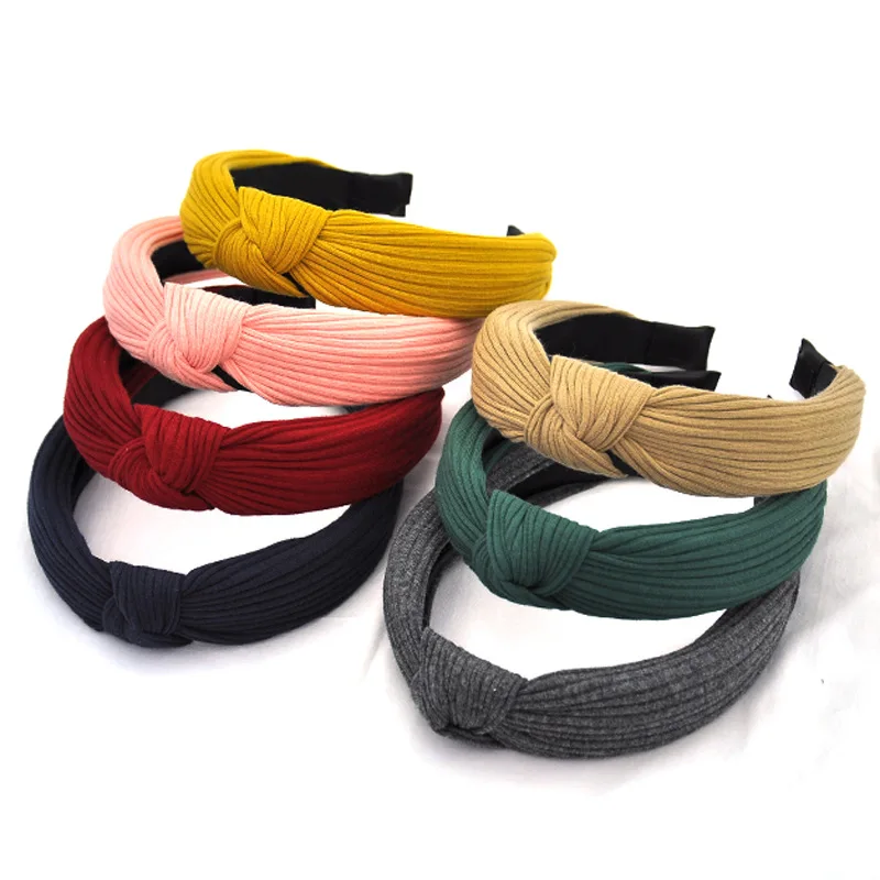 

Women Hairbands Classical Fashion Girls Simple Style Knitting Twisted Knotted Headband wide Hair Bands Headwear Accessories