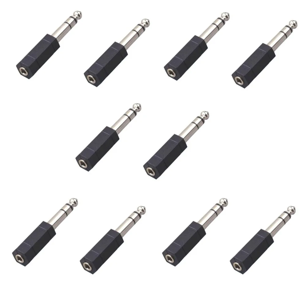 Lots 10pcs Audio AV 6.35mm Male to 3.5mm Female Stereo Microphone Plug