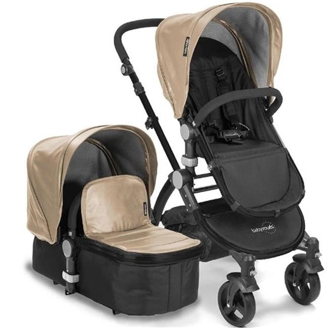 Babyroues 6624 Letour Lux II Leatherette Canopy & Footcover - Black Frame Tan