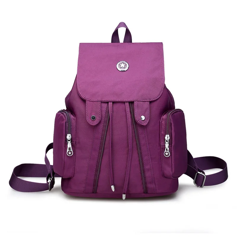 2017 Brand New Nylon Backpack Waterproof Women Backpacks Solid Girls School Bags Black Women Casual Travel