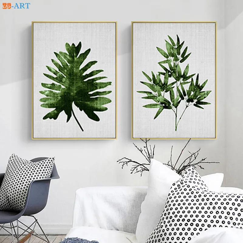 

Monstera Bamboo Fern Palm Prints Tropical Leaf Picture Green Nature Wall Art Modern Canvas Painting Livingroom Home Decor Framed