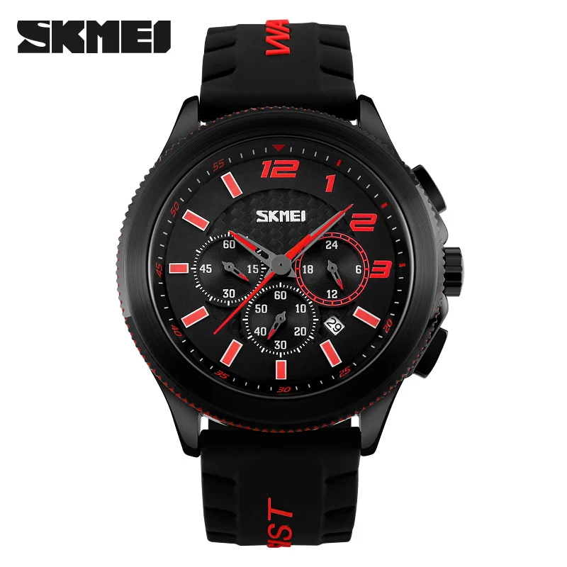 

2016 Men's Skmei Luxury Brand Silicone Analog Quartz Watch Man 3ATM Waterproof Fashion Casual Sport Watches Men Wristwatches
