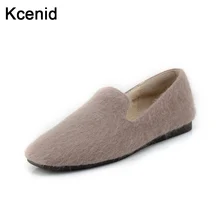 Kcenid/ Весна Осень Зима; популярные женские балетки на плоской подошве; теплая плюшевая удобная обувь из флока без застежки; женские лоферы; большие размеры 33-44