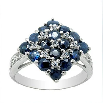 

Anillos Qi XuanDark Blue Stone Flower Rings_Fashion Ring_S925 Solid Silver Fashion Dark Blue Rings_Manufacturer Directly Sales