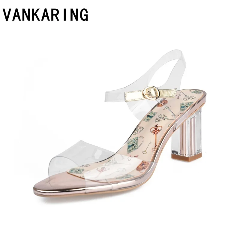 

VANKARING high heels summer shoes women sandals sexy open toe transparent dance shoes 2018 fashion sandals party dress sandals