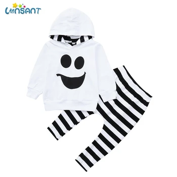 

LONSANT Halloween 2Pcs Toddler Infant Baby Boy Girl Clothes Striped Hooded Tops+Pants Set Outfits Baby Boy Girl Clothes N30