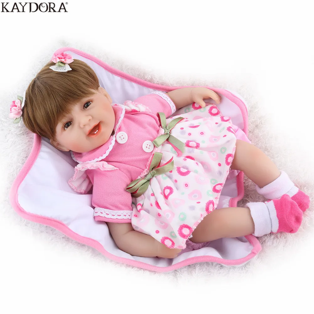 

KAYDORA Reborn Baby Doll Lifelike Newborn Girl Plush Toy Cloth Body Silicone Limbs 16 inch Christmas Gift Toys For Girls