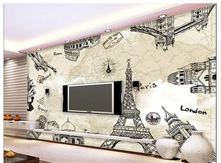Customized 3D wallpaper 3d wall murals Europe type restoring ancient ways is sitting room background | Обустройство дома