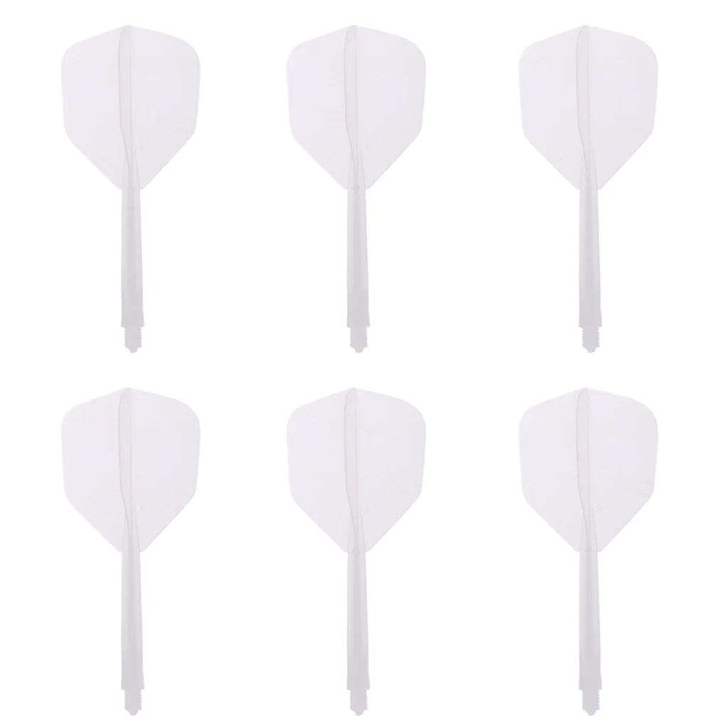 6 Pieces ABS Plastic Transparent 2BA Thread Dart Shafts with Dart Flights Connection