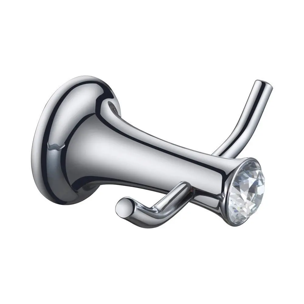 Chrome finish coat hook clear Crystal Double Robe Hook Coat Hanger