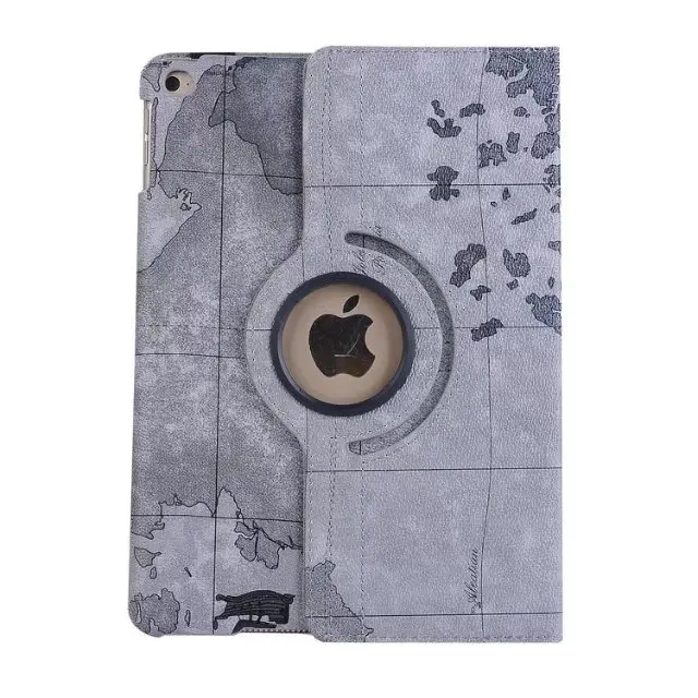 Новинка 360 градусов вращения флип для ipad air 1 2 Смарт Стенд карта мира чехол для Apple ipad 5 6 9,7 Чехол+ пленка+ стилус - Цвет: Серый