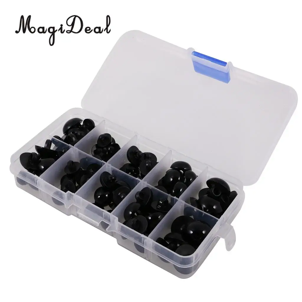 MagiDeal 100Pcs Black Mushroom Sewing Buttons for Clothes Headdress Doll Eyes Nose Card Making Craft Decorative Buttons 9-15mm