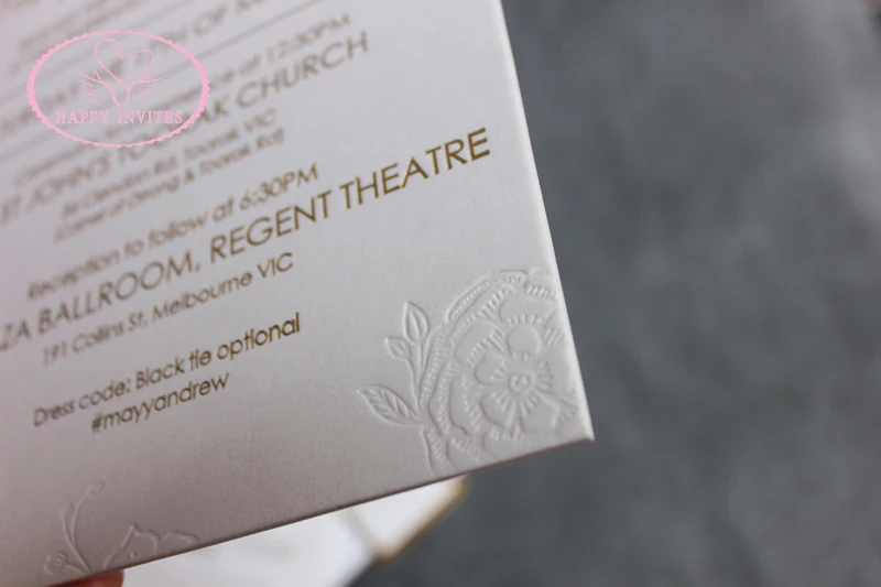 HI1134 - 09 Top Grade  Customized Elegant White Invitation CARD made of 1800 GSM Cotton Paper with  Letterpress