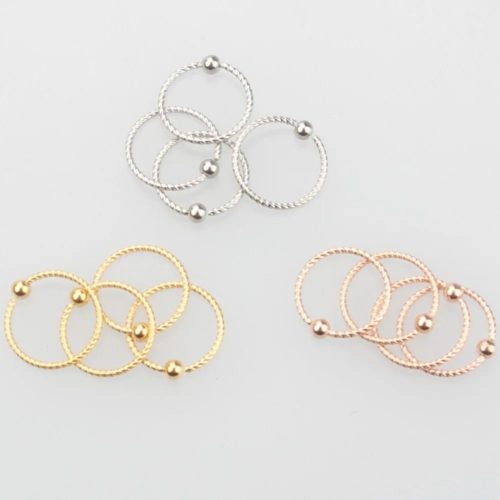 

Mixed 3 Color 316L Surgical Steel Twist Easy open Captive Bead Ring Nose Ring Septum Hoop Body Piercing Jewelry