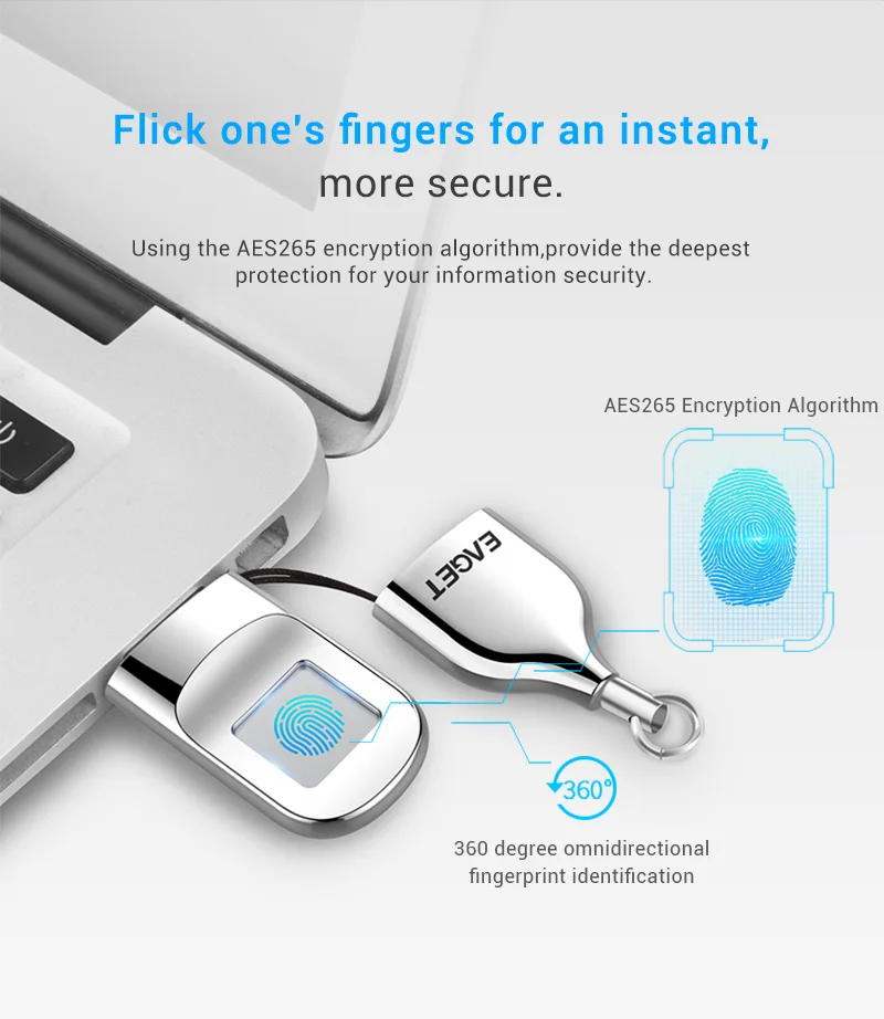 USB флеш-накопитель Eaget FU5, 32 ГБ, 64 ГБ, шифрование отпечатков пальцев, флеш-накопитель, 64 ГБ, зашифрованный флеш-накопитель, безопасная USB флешка