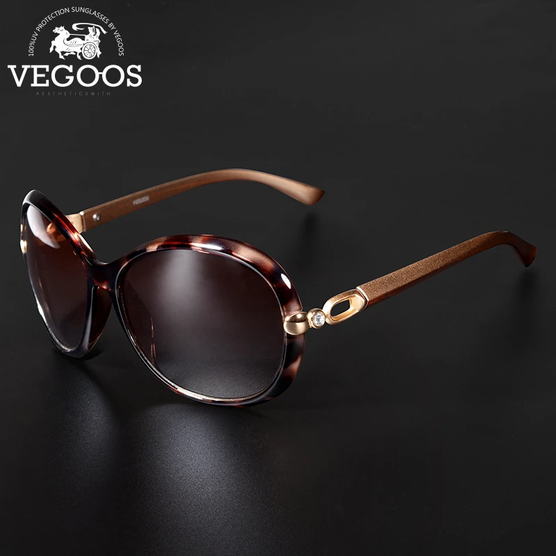 VEGOOS Ladies Designer Sunglasses Polarized 100% UV Protection Fashion Retro Oversized Shades for Women Small Faces #9021 black sunglasses women