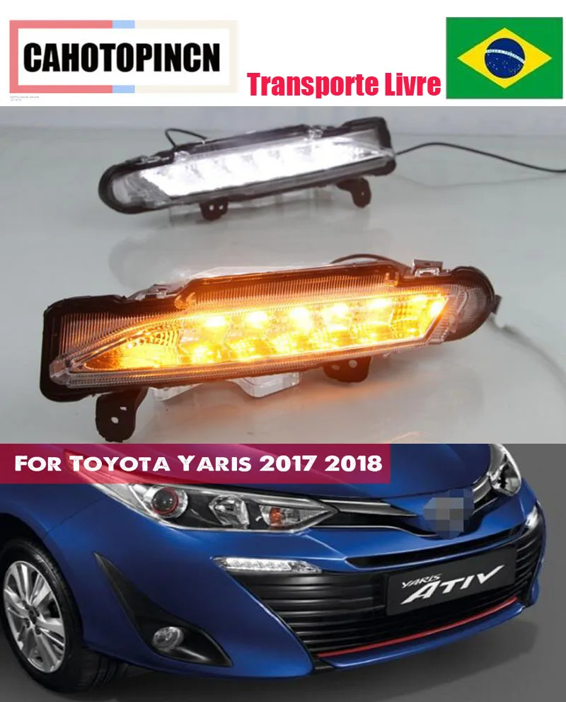 

For Toyota Yaris 2017 2018 Waterproof 12V LED DRL Daytime driving Running Light Daylight fog lamp with Turn Signal style Relay